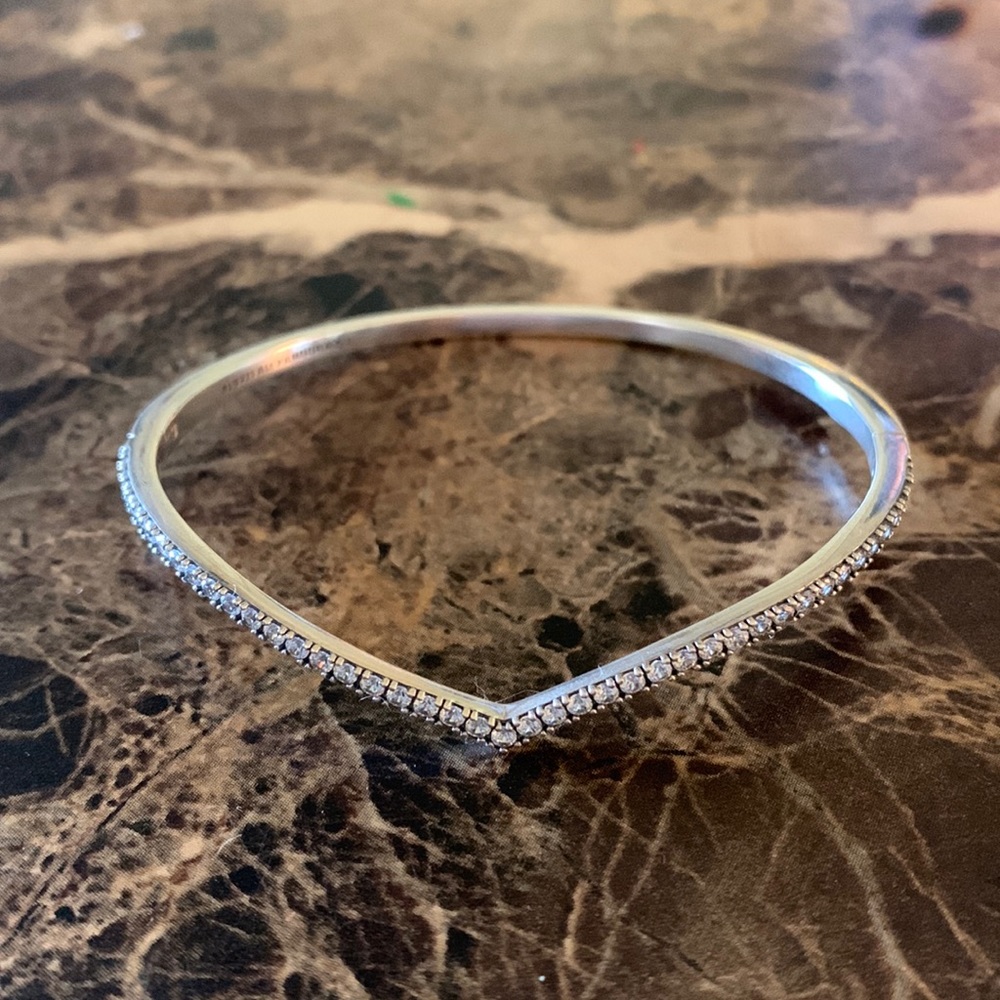 Authentic Pandora Sparkling Wishbone S925 ALE Cubic Zirconia Size in Photos NWOT